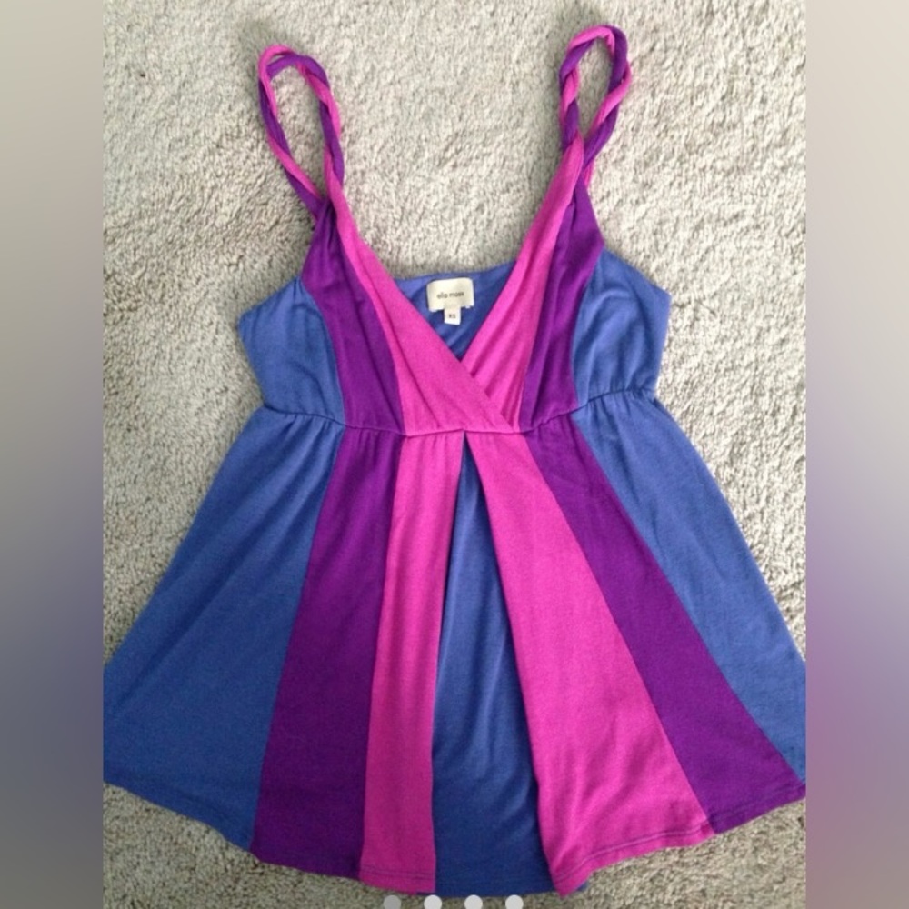 Anthropologie Ella Moss Color Block Twist Strap Babydoll Tank Top